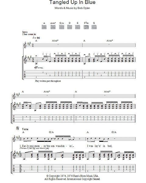 Tangled Up In Blue - Guitar TAB, New, Main