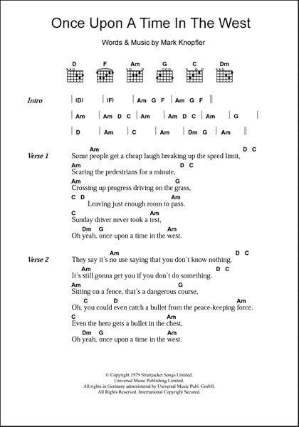 Once Upon A Time In The West - Guitar Chords/Lyrics, New, Main
