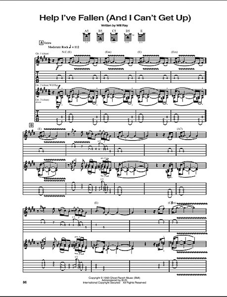 Help I've Fallen (And I Can't Get Up) - Guitar TAB, New, Main