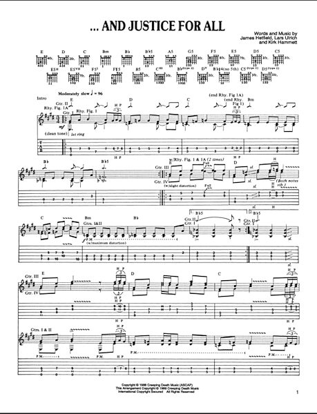 ...And Justice For All - Guitar TAB, New, Main