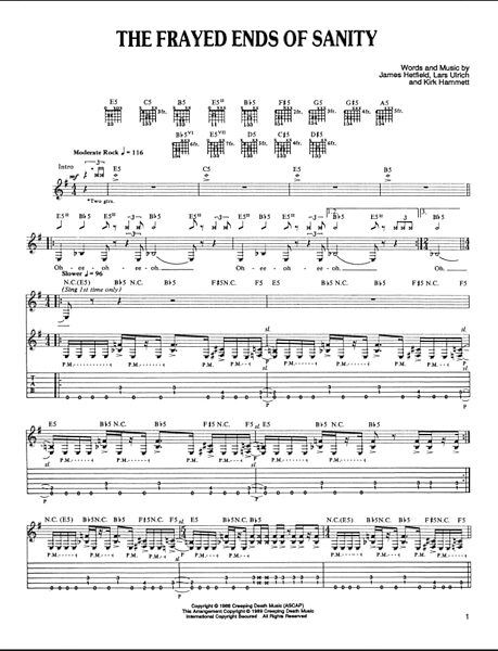 The Frayed Ends Of Sanity - Guitar TAB, New, Main