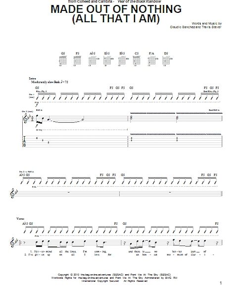 Made Out Of Nothing (All That I Am) - Guitar TAB, New, Main