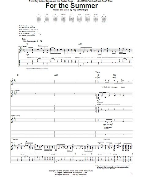 For The Summer - Guitar TAB, New, Main