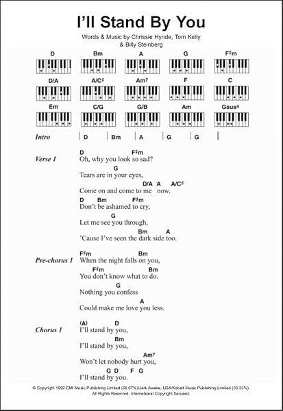 I'll Stand By You - Piano Chords/Lyrics, New, Main