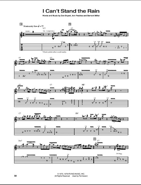 I Can't Stand The Rain - Guitar TAB, New, Main