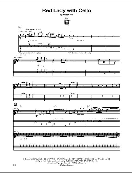 Red Lady With Cello - Guitar TAB, New, Main