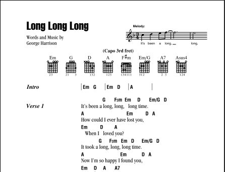 Long Long Long - Guitar Chords/Lyrics, New, Main