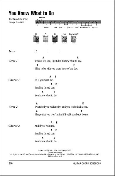 You Know What To Do - Guitar Chords/Lyrics, New, Main