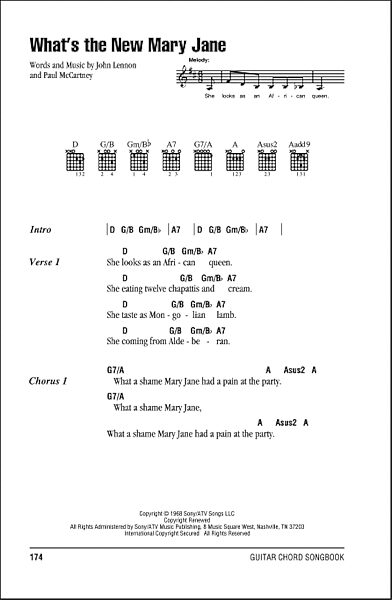 What's The New Mary Jane - Guitar Chords/Lyrics, New, Main