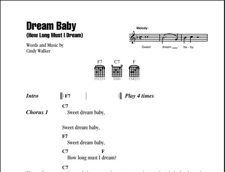 Dream Baby (How Long Must I Dream) - Guitar Chords/Lyrics, New, Main