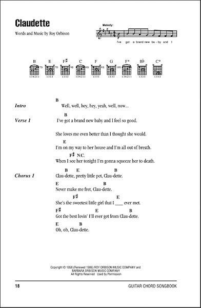 Claudette - Guitar Chords/Lyrics, New, Main
