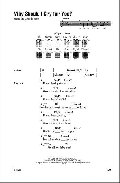 Why Should I Cry For You? - Guitar Chords/Lyrics, New, Main