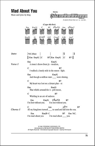 Mad About You - Guitar Chords/Lyrics, New, Main