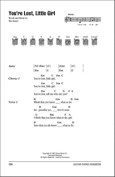 You're Lost, Little Girl - Guitar Chords/Lyrics, New, Main