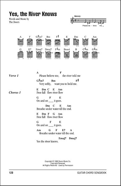 Yes, The River Knows - Guitar Chords/Lyrics, New, Main