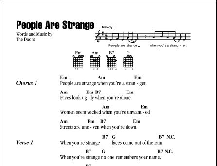 People Are Strange - Guitar Chords/Lyrics, New, Main