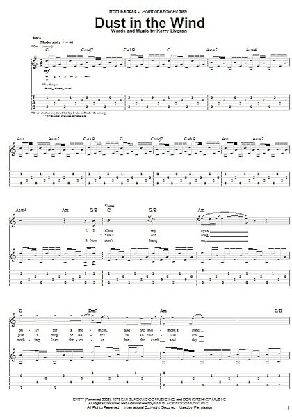 Dust In The Wind - Guitar TAB, New, Main