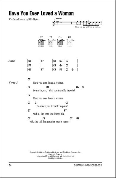 Have You Ever Loved A Woman - Guitar Chords/Lyrics, New, Main