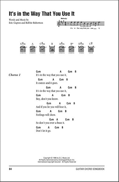 It's In The Way That You Use It - Guitar Chords/Lyrics, New, Main