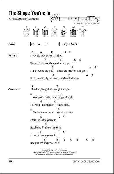 The Shape You're In - Guitar Chords/Lyrics, New, Main