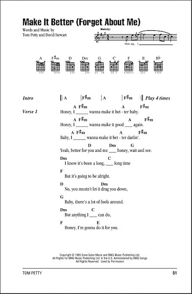 Make It Better (Forget About Me) - Guitar Chords/Lyrics, New, Main