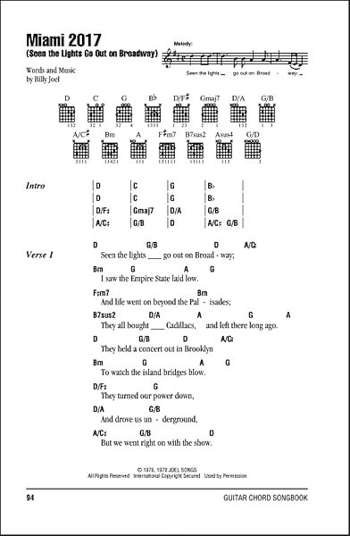 Miami 2017 (Seen The Lights Go Out On Broadway) - Guitar Chords/Lyrics, New, Main