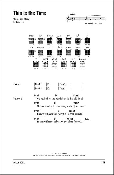 This Is The Time - Guitar Chords/Lyrics, New, Main