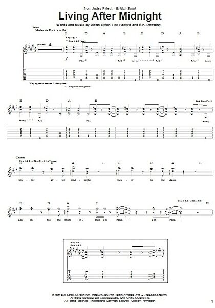 Living After Midnight - Guitar TAB, New, Main