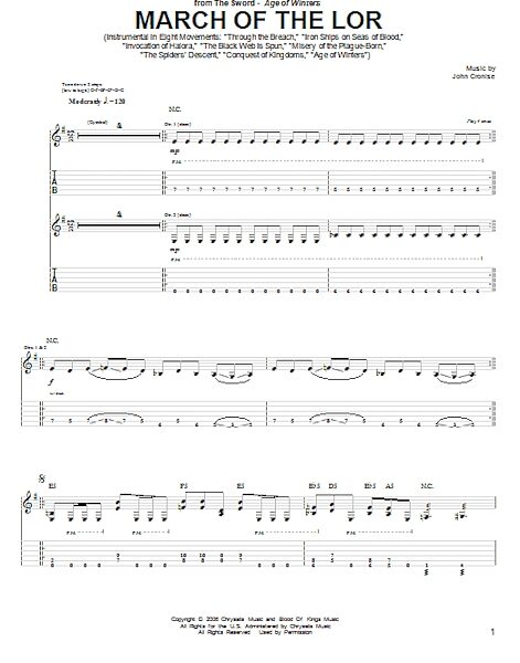 March Of The Lor - Guitar TAB, New, Main