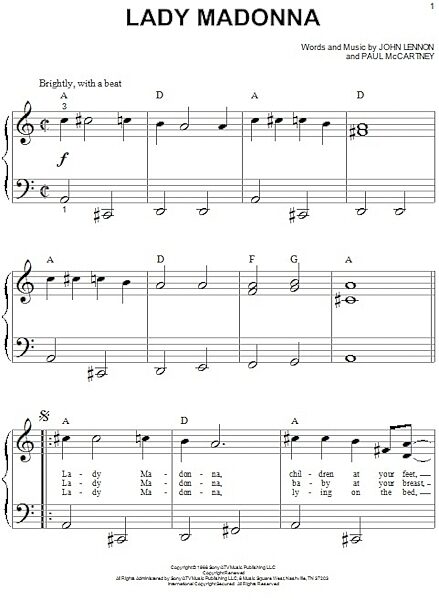 Lady Madonna - Big Note Piano, New, Main