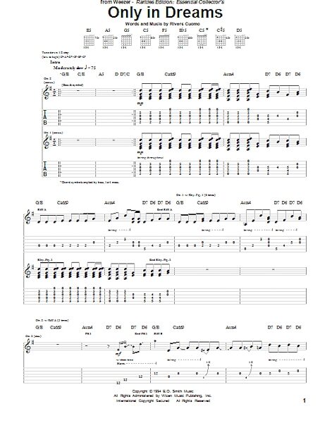 Only In Dreams - Guitar TAB, New, Main