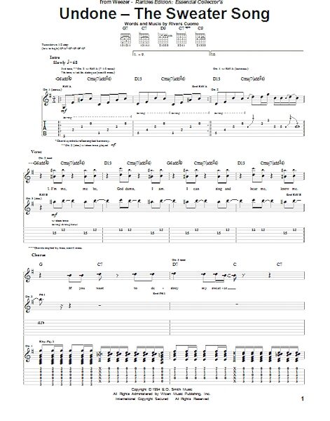 Undone - The Sweater Song - Guitar TAB, New, Main