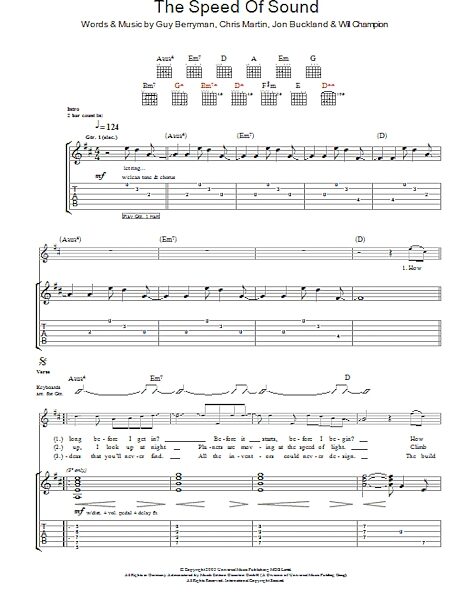 Speed Of Sound - Guitar TAB, New, Main