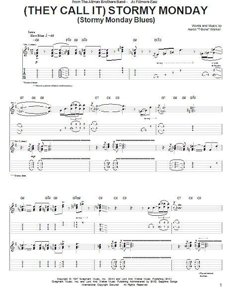 (They Call It) Stormy Monday (Stormy Monday Blues) - Guitar TAB, New, Main