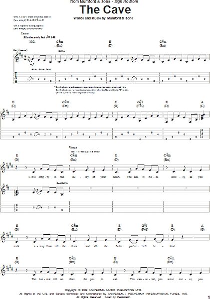 The Cave - Guitar TAB, New, Main