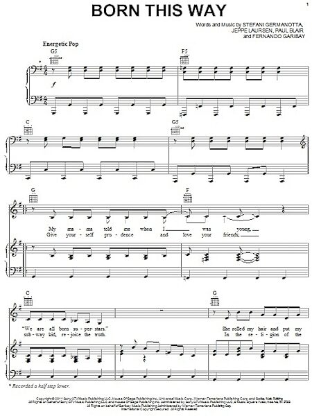 Born This Way - Piano/Vocal/Guitar, New, Main