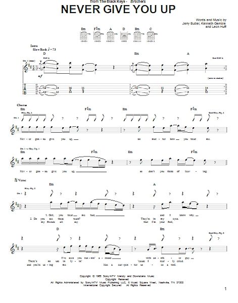 Never Give You Up - Guitar TAB, New, Main