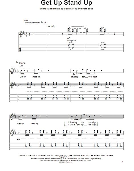 Get Up Stand Up - Guitar Tab Play-Along, New, Main