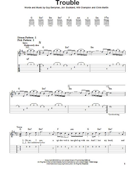 Trouble - Easy Guitar with TAB, New, Main