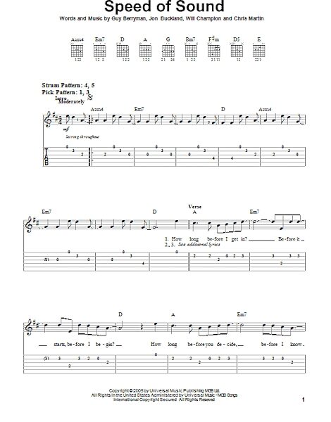 Speed Of Sound - Easy Guitar with TAB, New, Main