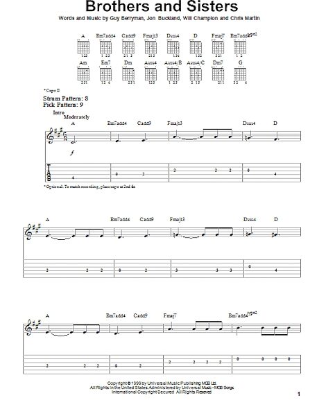 Brothers And Sisters - Easy Guitar with TAB, New, Main