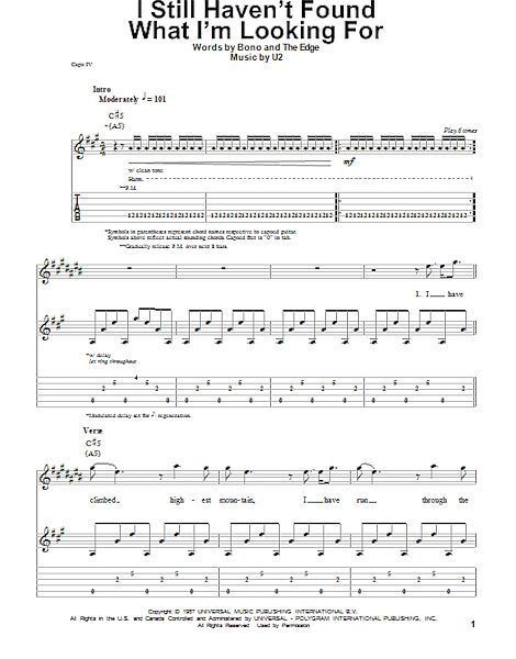 I Still Haven't Found What I'm Looking For - Guitar Tab Play-Along, New, Main