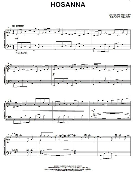 Hosanna - Piano Solo, New, Main