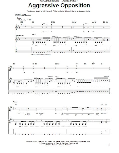 Aggressive Opposition - Guitar TAB, New, Main