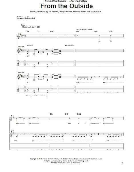 From The Outside - Guitar TAB, New, Main