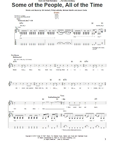 Some Of The People, All Of The Time - Guitar TAB, New, Main