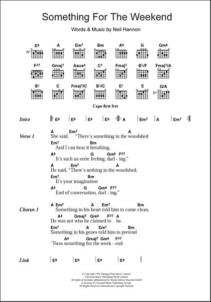 Something For The Weekend - Guitar Chords/Lyrics, New, Main