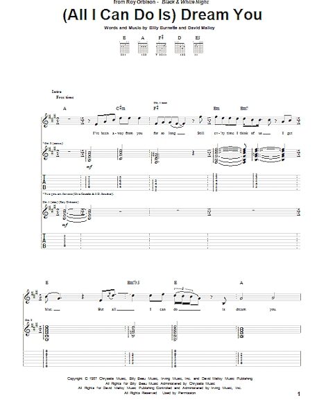 (All I Can Do Is) Dream You - Guitar TAB, New, Main