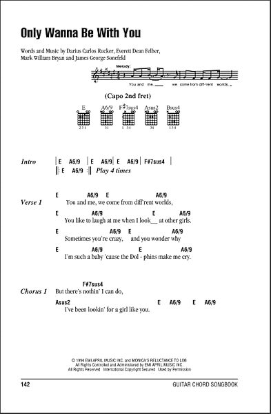 Only Wanna Be With You - Guitar Chords/Lyrics, New, Main