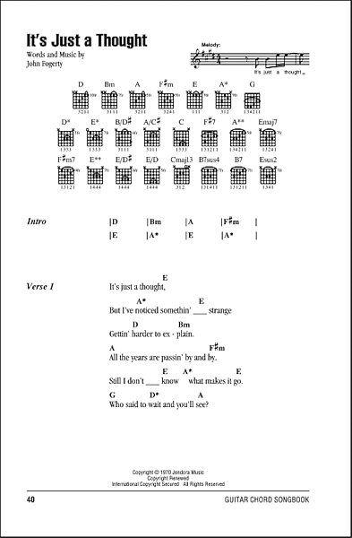 It's Just A Thought - Guitar Chords/Lyrics, New, Main